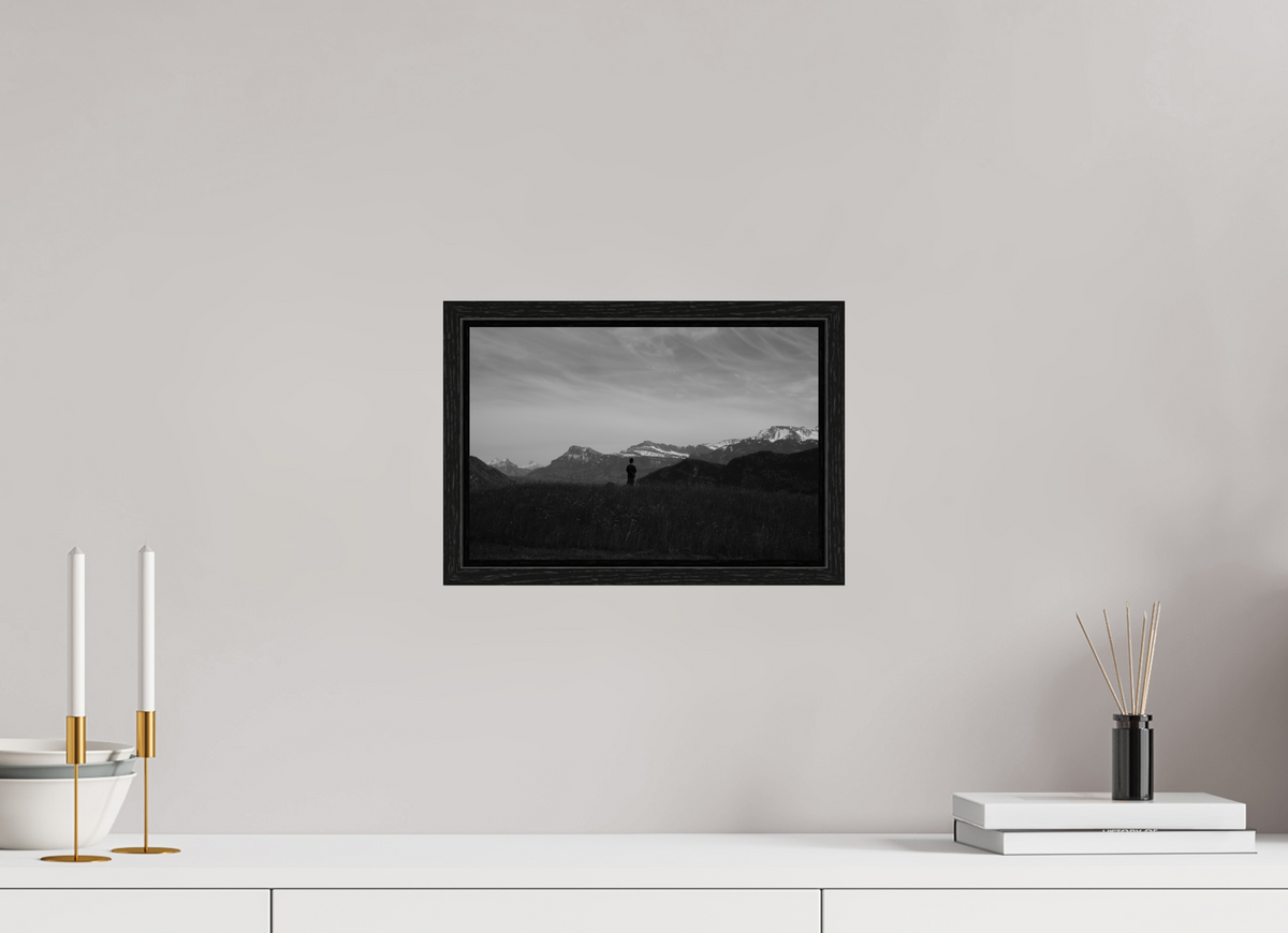 30 x 20 cm, Floater Frame Alpine Silhouette at Dusk – Fine Art Print