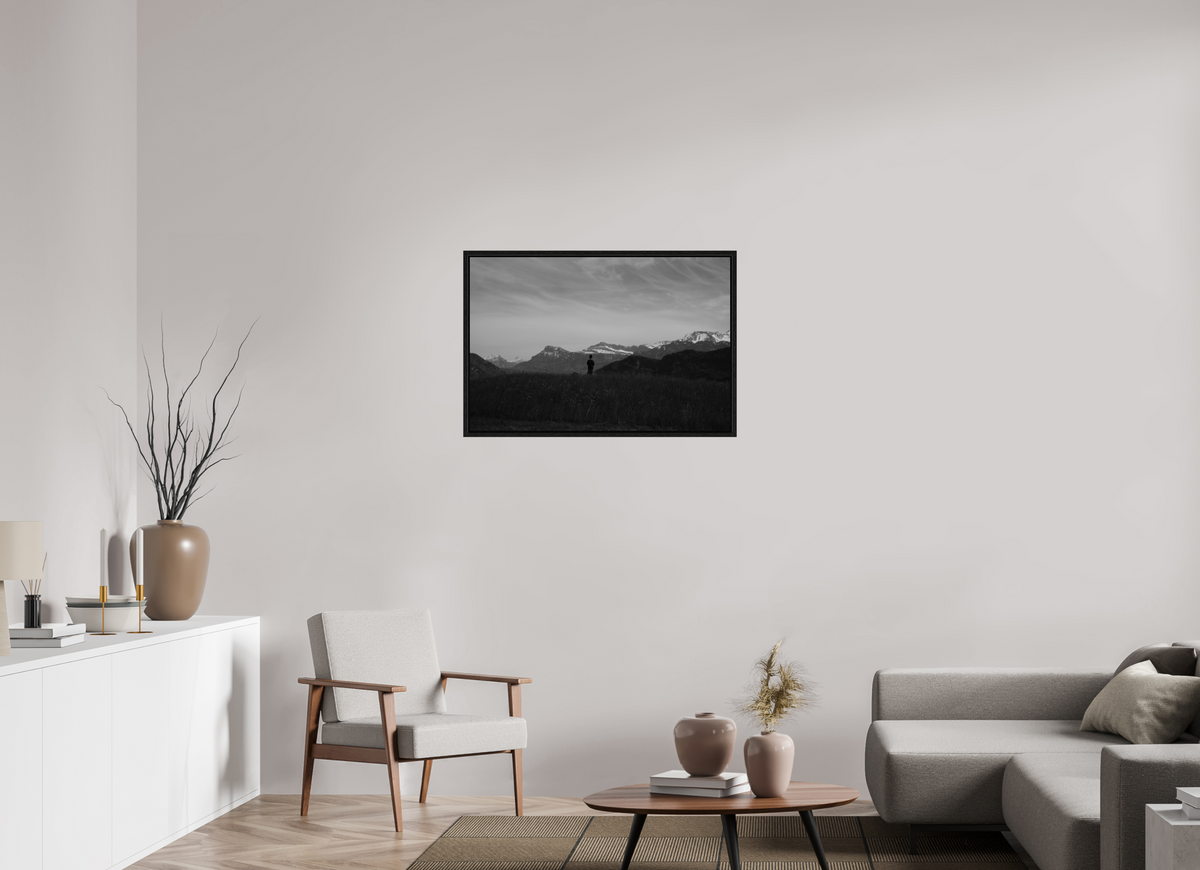 90 x 60 cm, Floater Frame Alpine Silhouette at Dusk – Fine Art Print
