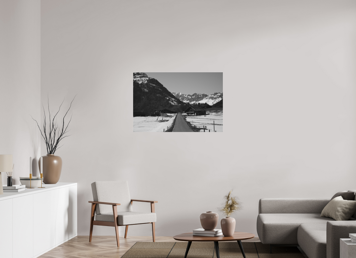 105 x 70 cm, Pixelpoetry Prenium Acryl 4 mm Alpine Village in Winter – Fine Art Print