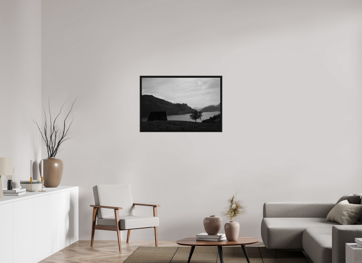 90 x 60 cm, Floater Frame Lakeside Solitude – Fine Art Print