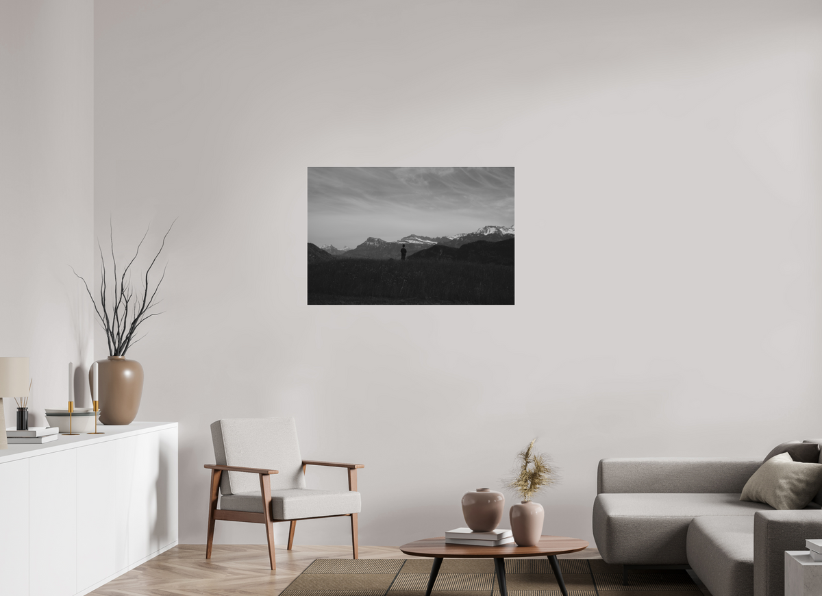 105 x 70 cm, Pixelpoetry Prenium Acryl 4 mm Alpine Silhouette at Dusk – Fine Art Print