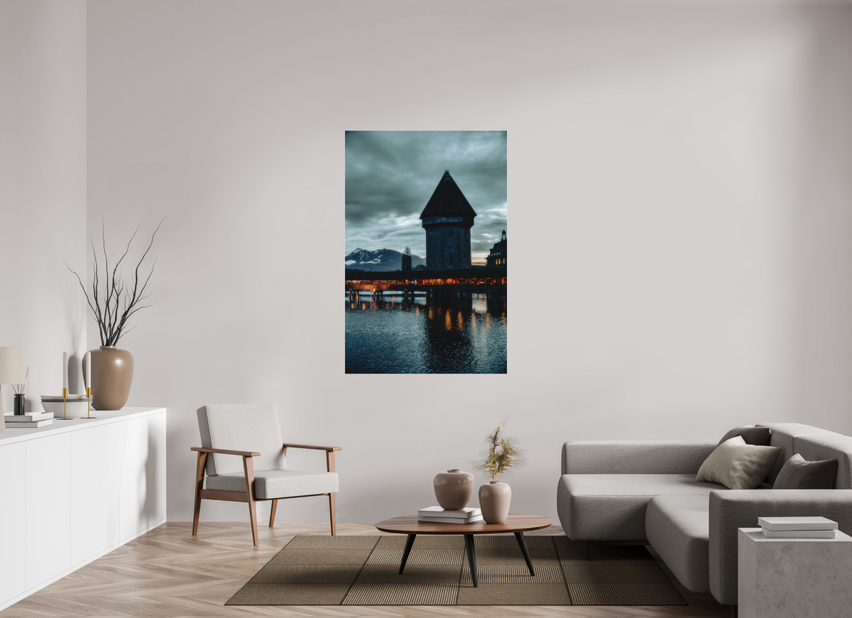 100 x 150 cm, Pixelpoetry Prenium Acryl 4 mm Church Steeple Under Stormy Sky – Fine Art Print