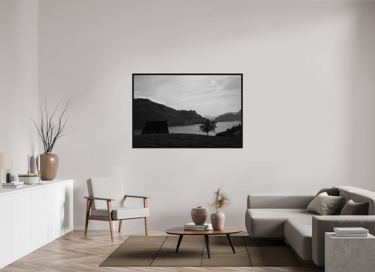 150 x 100 cm, Floater Frame Lakeside Solitude – Fine Art Print