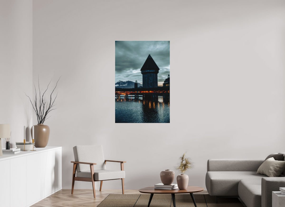 80 x 120 cm, Pixelpoetry Prenium Acryl 4 mm Church Steeple Under Stormy Sky – Fine Art Print