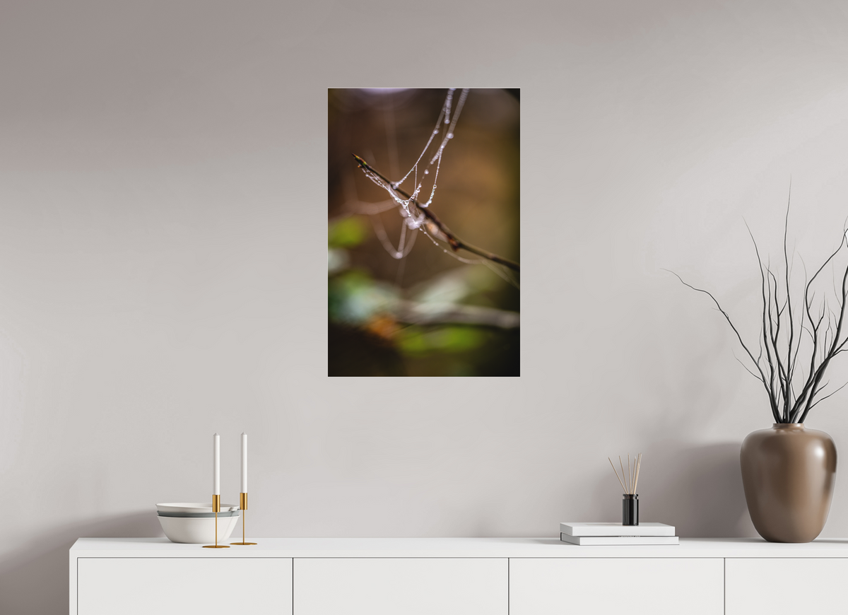 50 x 75 cm, Pixelpoetry Prenium Acryl 4 mm Morning Dew on Web – Fine Art Print