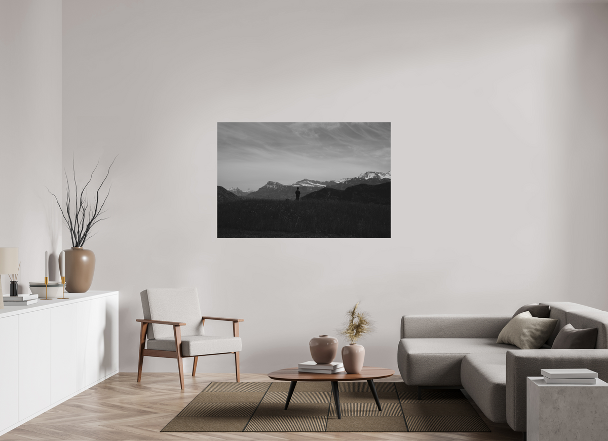 150 x 100 cm, Pixelpoetry Prenium Acryl 4 mm Alpine Silhouette at Dusk – Fine Art Print