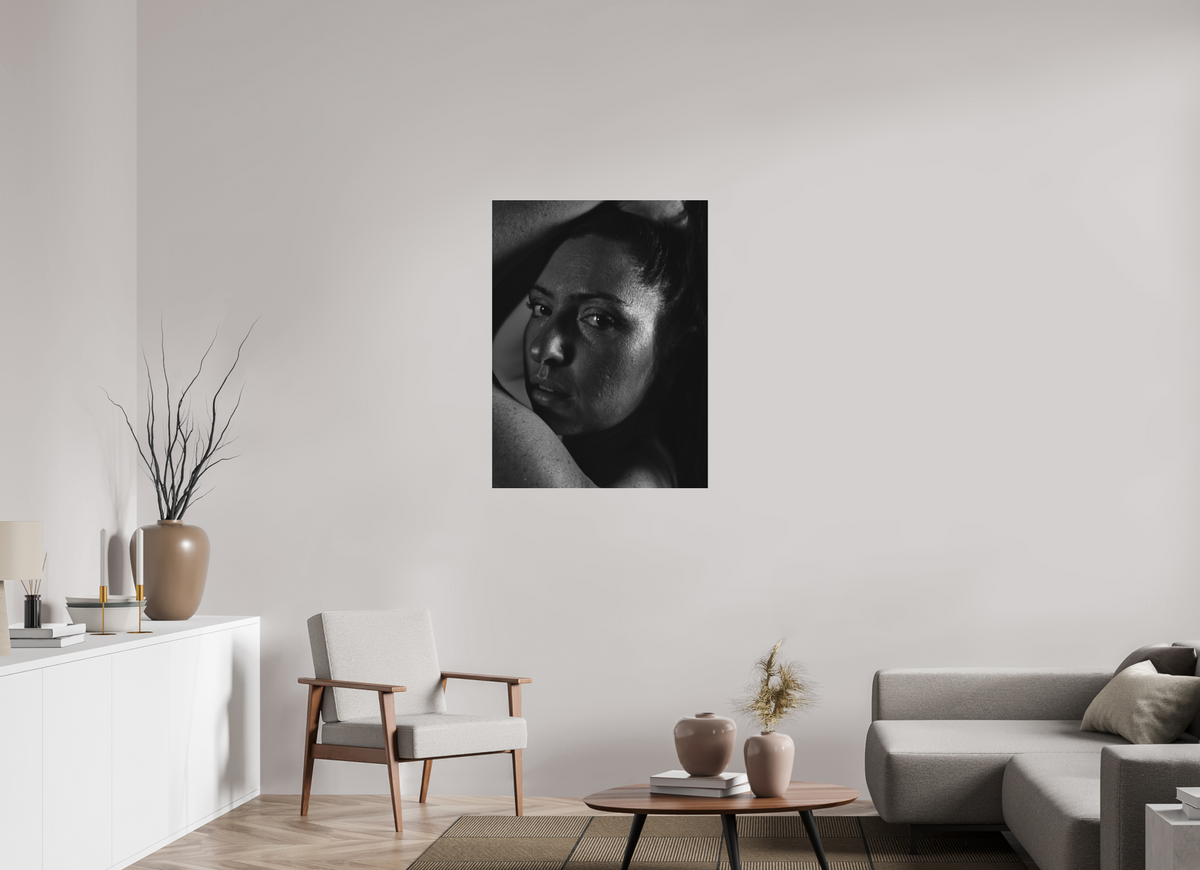 75 x 100 cm, Pixelpoetry Prenium Acryl 4 mm Portrait in Shadow II – Fine Art Print