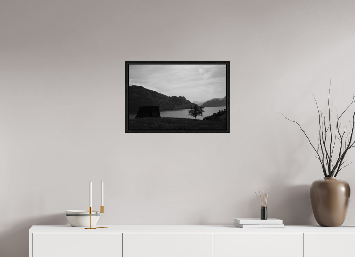 60 x 40 cm, Floater Frame Lakeside Solitude – Fine Art Print