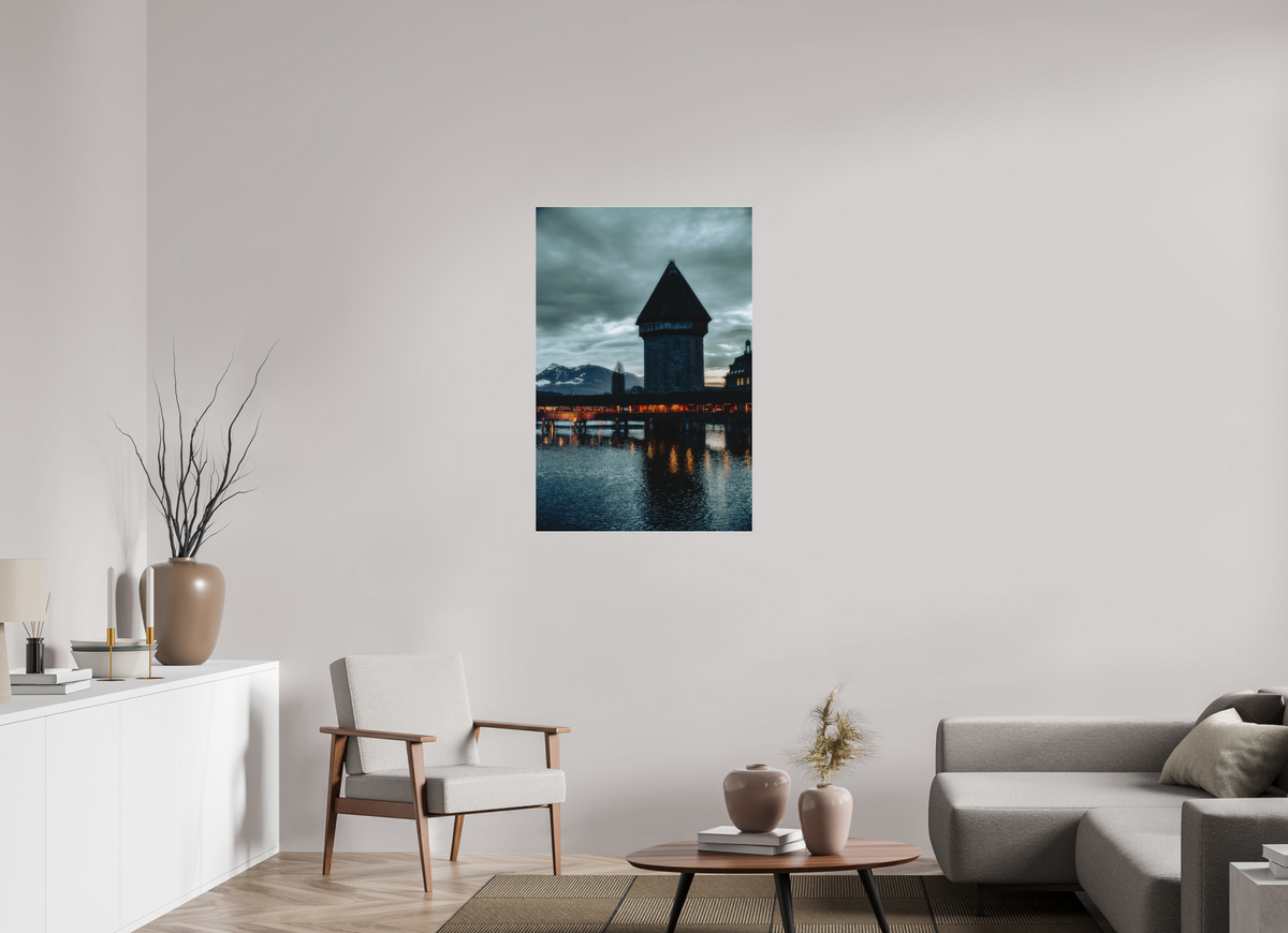 70 x 105 cm, Pixelpoetry Prenium Acryl 4 mm Church Steeple Under Stormy Sky – Fine Art Print