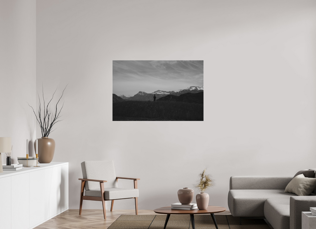 120 x 80 cm, Pixelpoetry Prenium Acryl 4 mm Alpine Silhouette at Dusk – Fine Art Print