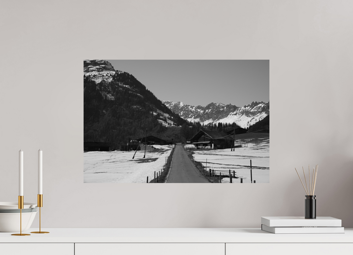 60 x 40 cm, Fine Art Print Alpine Village in Winter – Fine Art Print
