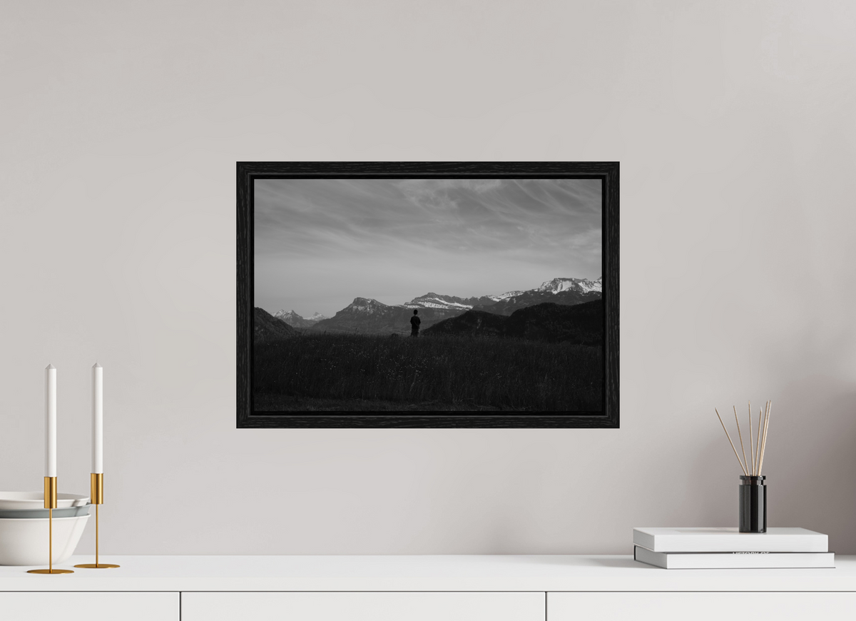 45 x 30 cm, Floater Frame Alpine Silhouette at Dusk – Fine Art Print
