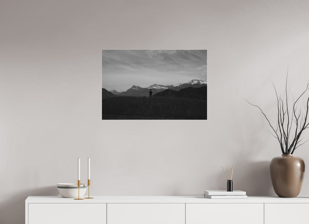 75 x 50 cm, Pixelpoetry Prenium Acryl 4 mm Alpine Silhouette at Dusk – Fine Art Print