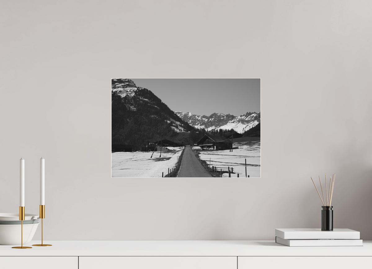 45 x 30 cm, Pixelpoetry Prenium Acryl 4 mm Alpine Village in Winter – Fine Art Print