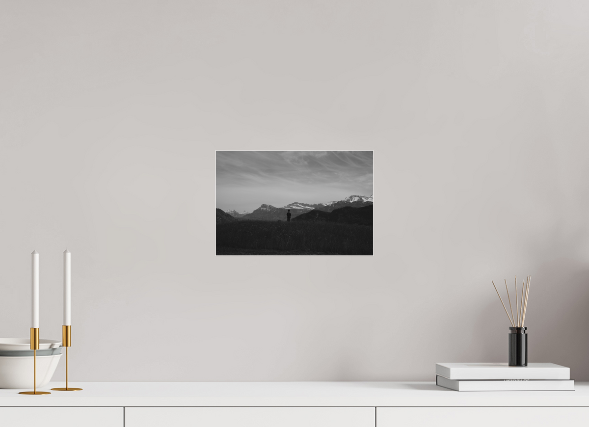 30 x 20 cm, Pixelpoetry Prenium Acryl 4 mm Alpine Silhouette at Dusk – Fine Art Print
