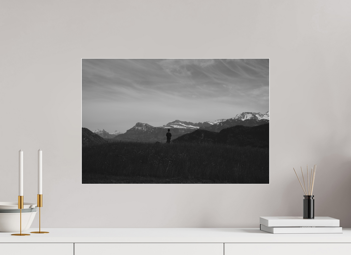 60 x 40 cm, Pixelpoetry Prenium Acryl 4 mm Alpine Silhouette at Dusk – Fine Art Print