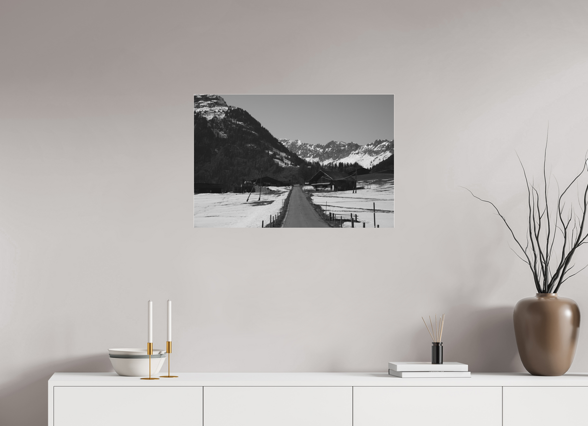 75 x 50 cm, Pixelpoetry Prenium Acryl 4 mm Alpine Village in Winter – Fine Art Print