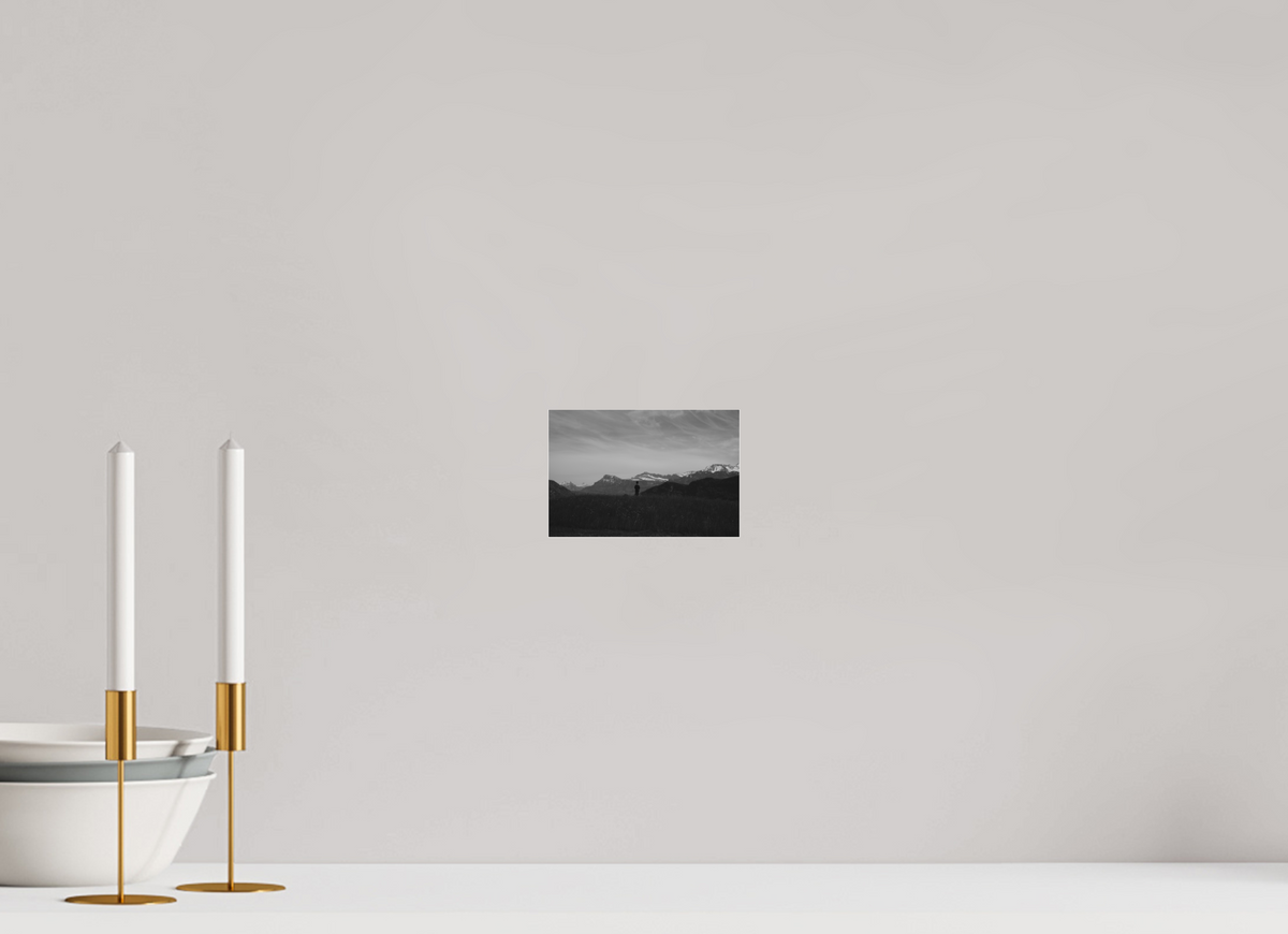 15 x 10 cm, Pixelpoetry Prenium Acryl 4 mm Alpine Silhouette at Dusk – Fine Art Print