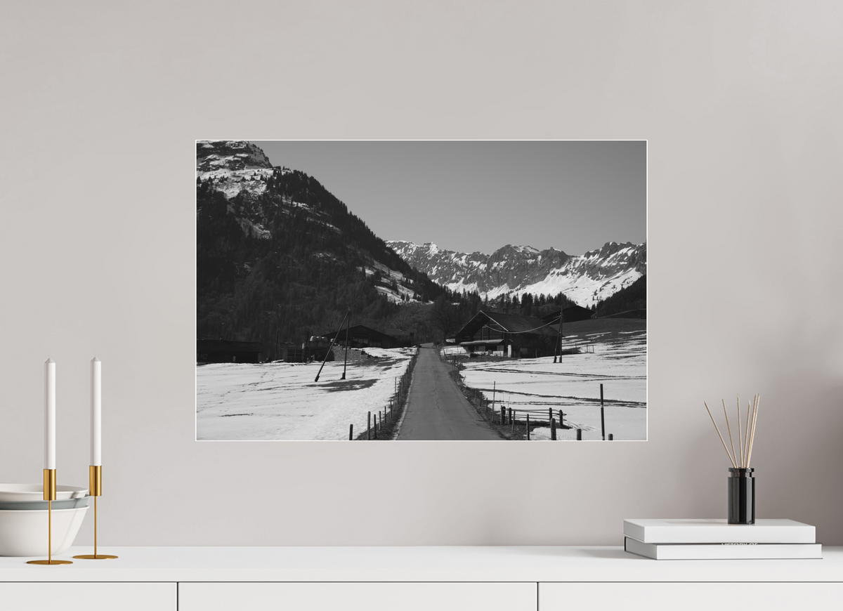 60 x 40 cm, Pixelpoetry Prenium Acryl 4 mm Alpine Village in Winter – Fine Art Print