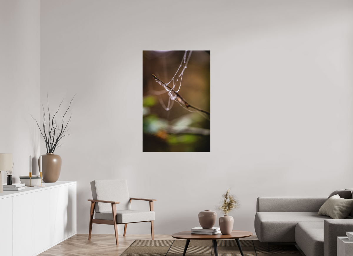 80 x 120 cm, Pixelpoetry Prenium Acryl 4 mm Morning Dew on Web – Fine Art Print